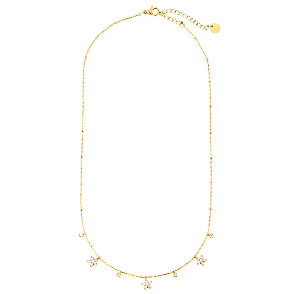 Vergoldetes Halskette mit Blumen-Design und Zirkonia-Steinen von Finesse Feminine Jewelry