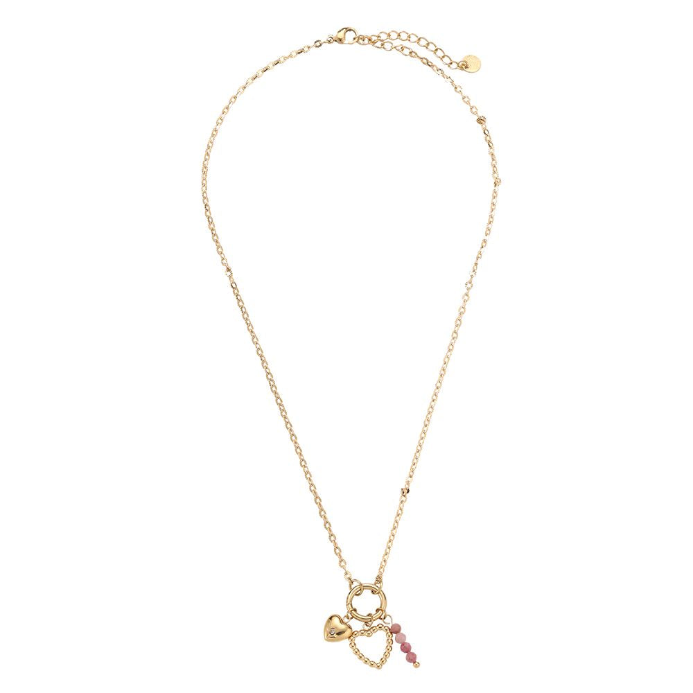 Vergoldete Damenhalskette mit Herzschlag-Design und Zirkonia-Steinen von Finesse Feminine Jewelry