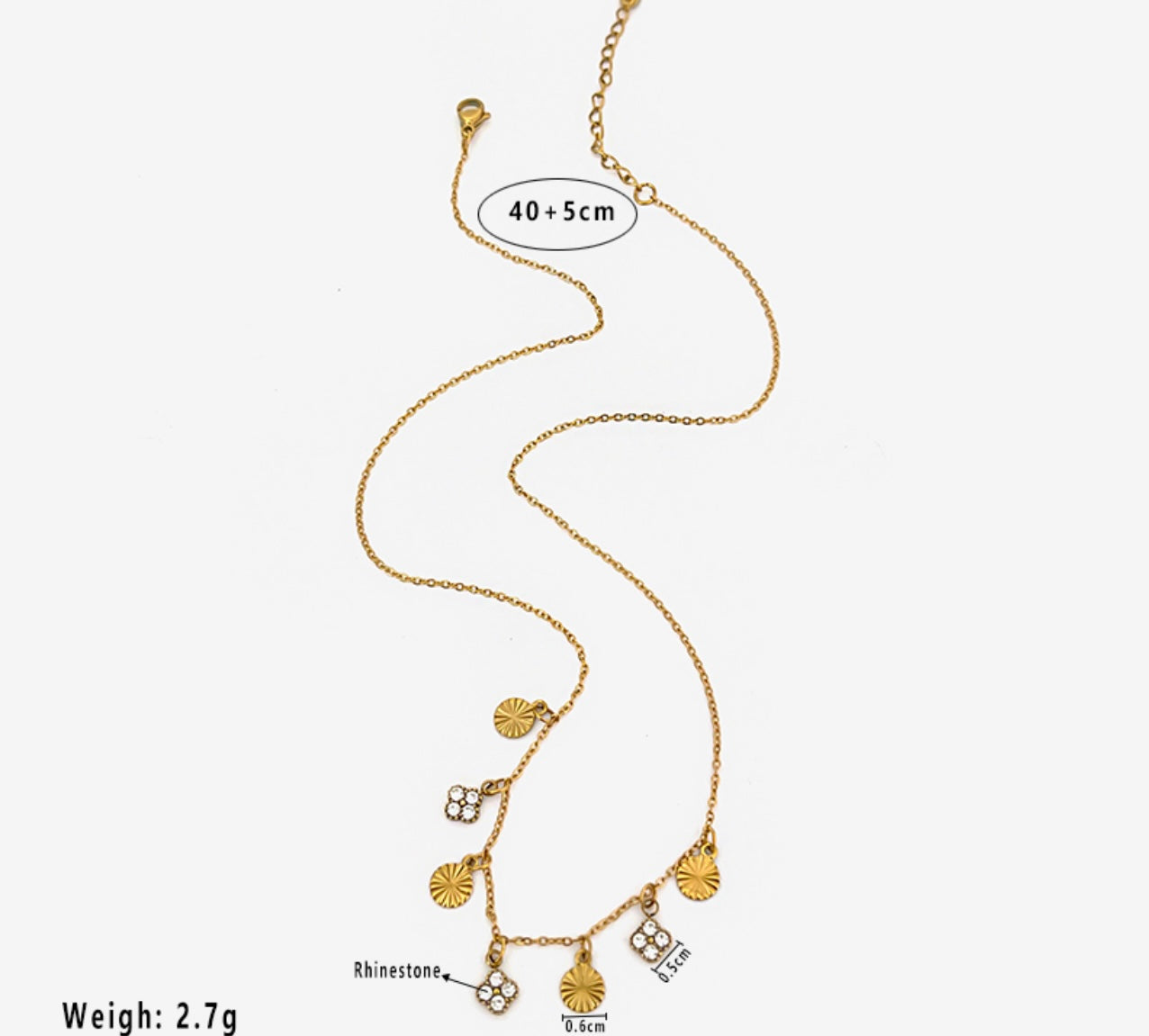 Vergoldete Damenhalskette mit Blumen-Design und Zirkonia-Steinen von Finesse Feminine Jewelry