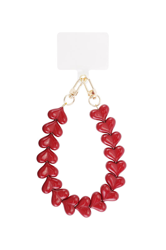 Crimson Hearts Phone Chain