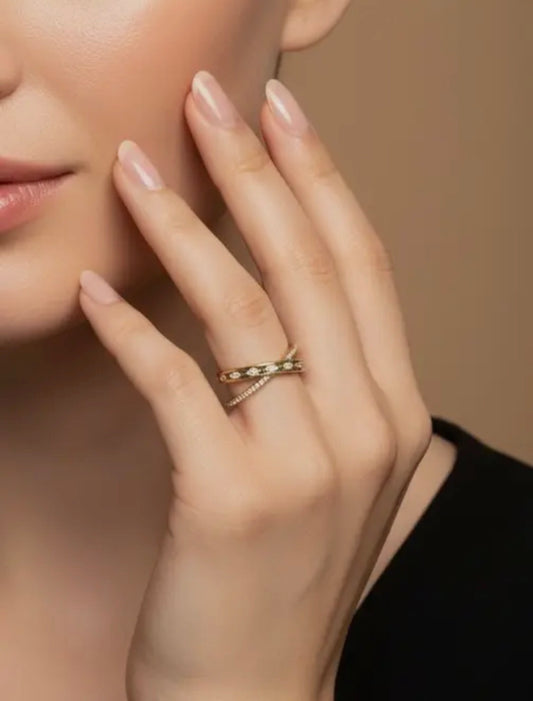 Goldener Ring mit Zirkonia – eleganter Damen Schmuck