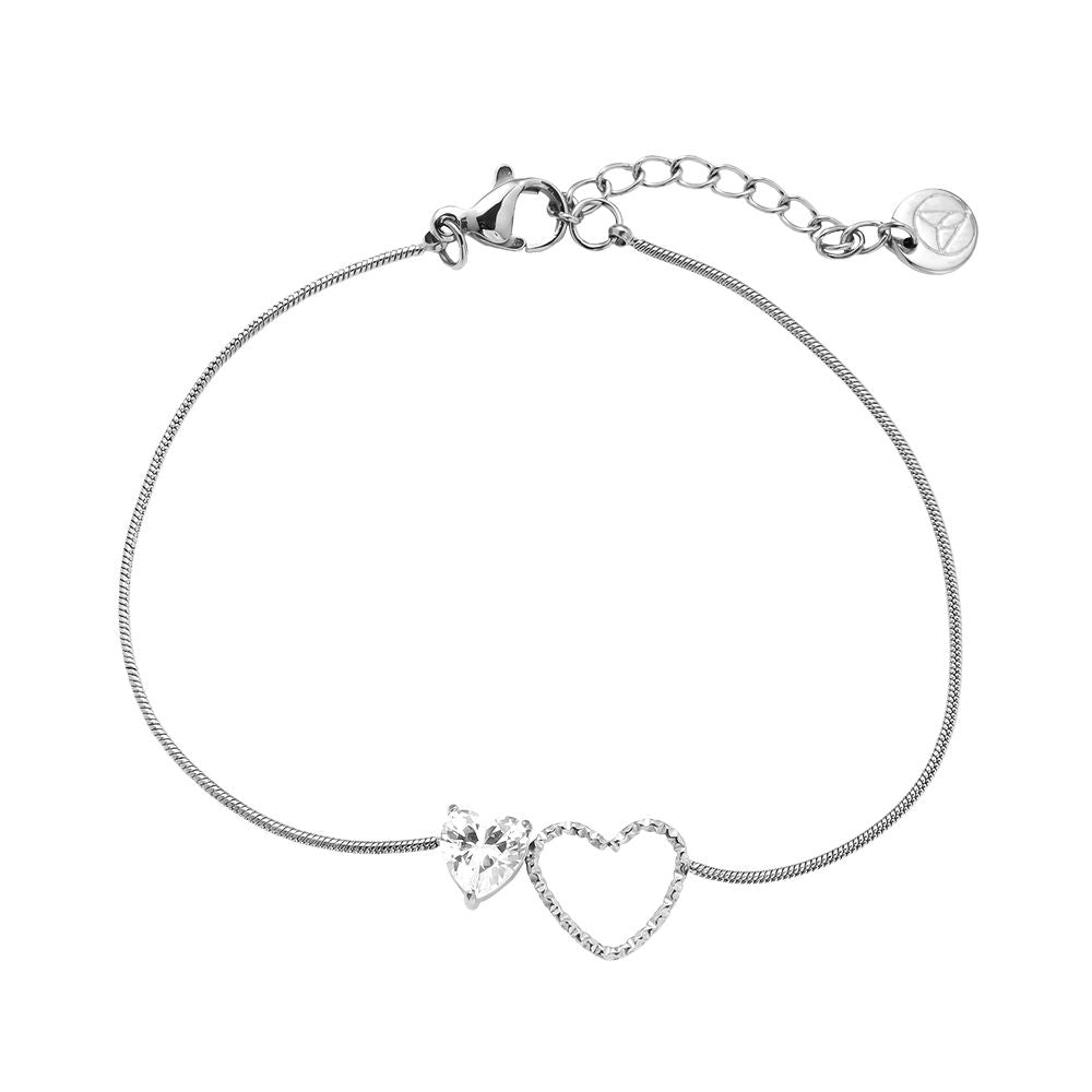 Vergoldetes Damenarmband mit mehreren Herzanhängern und Zirkonia-Steinen von Finesse Feminine Jewelry