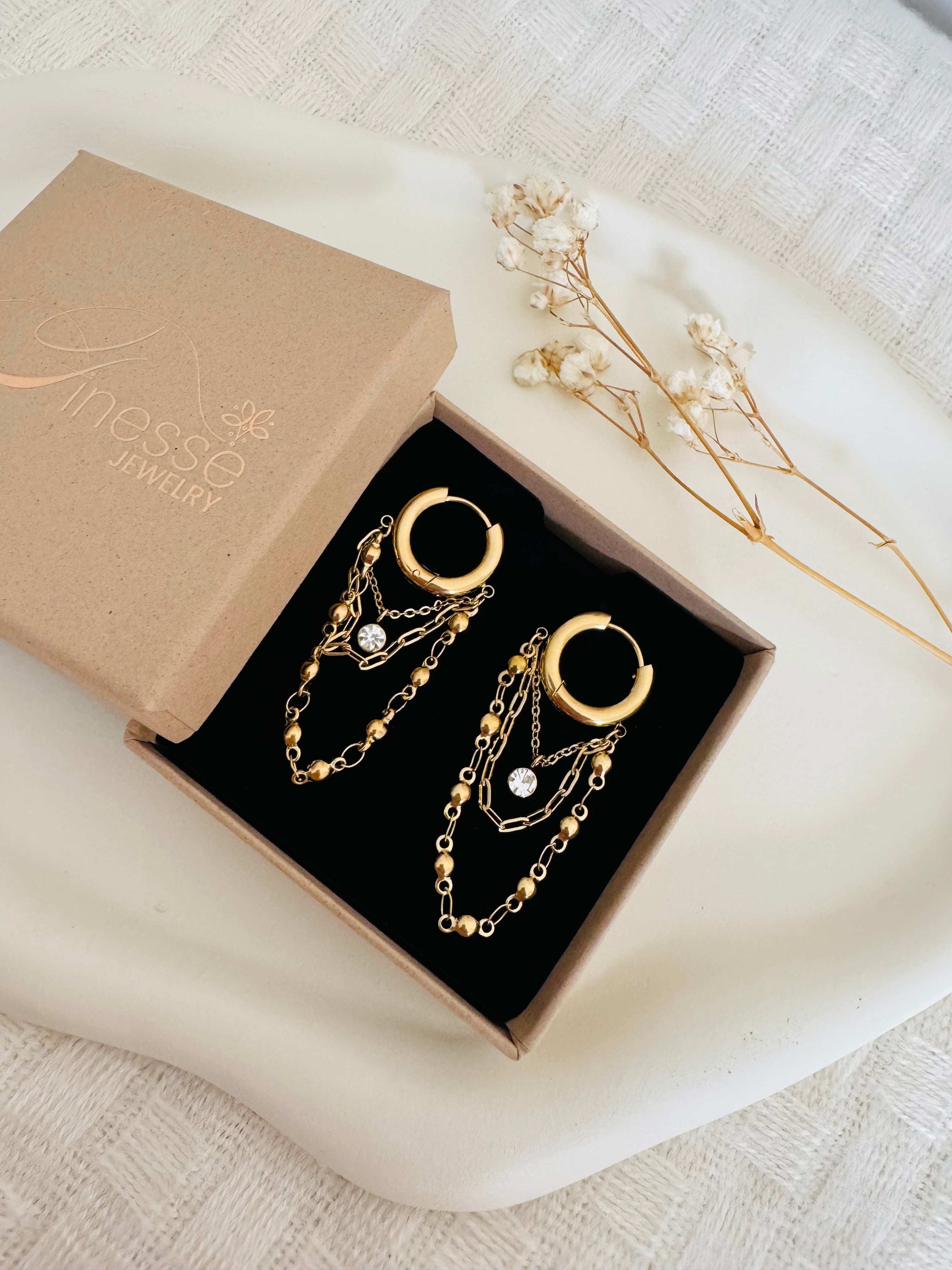 Golden cascade earrings