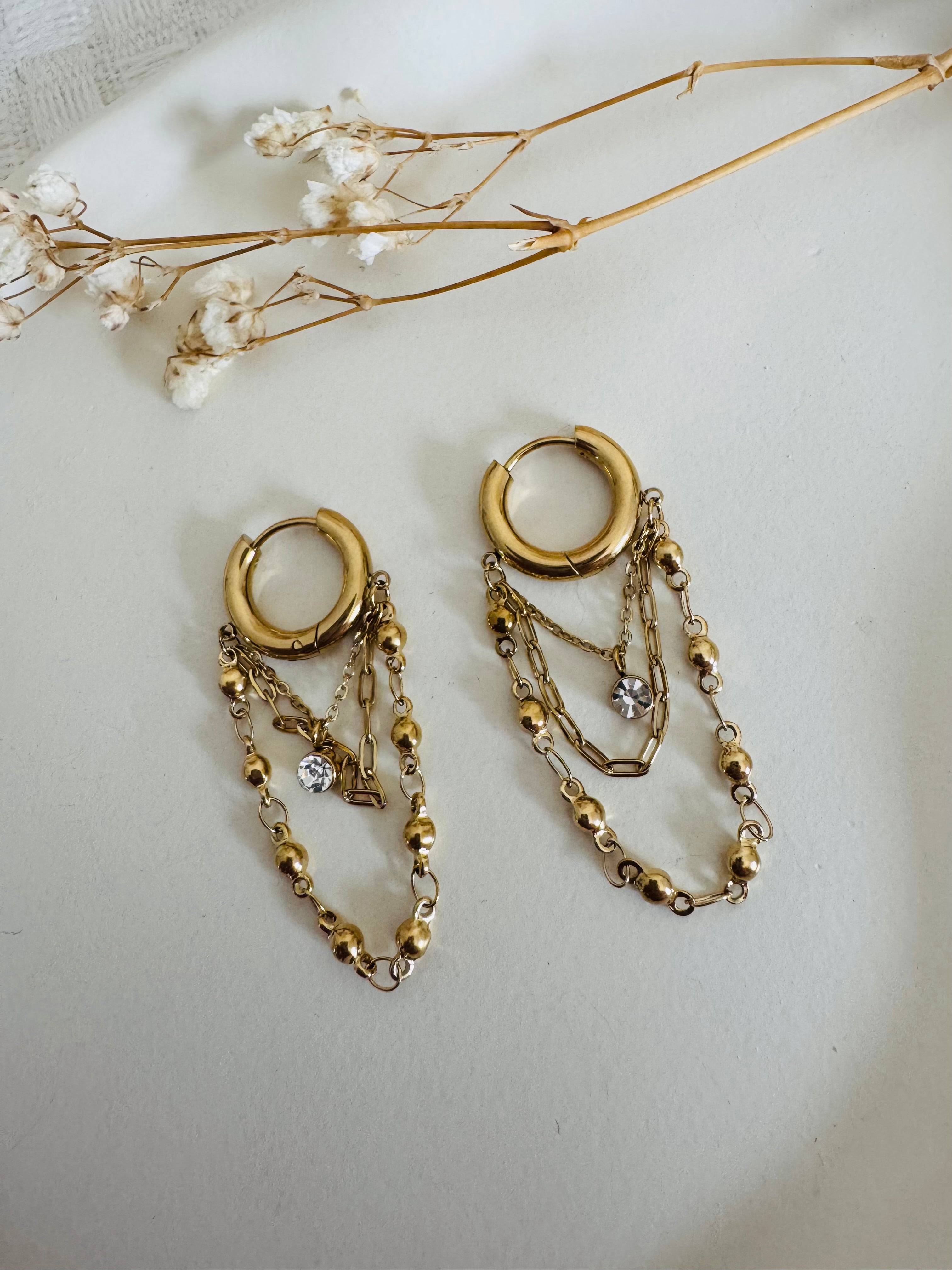 Golden cascade earrings