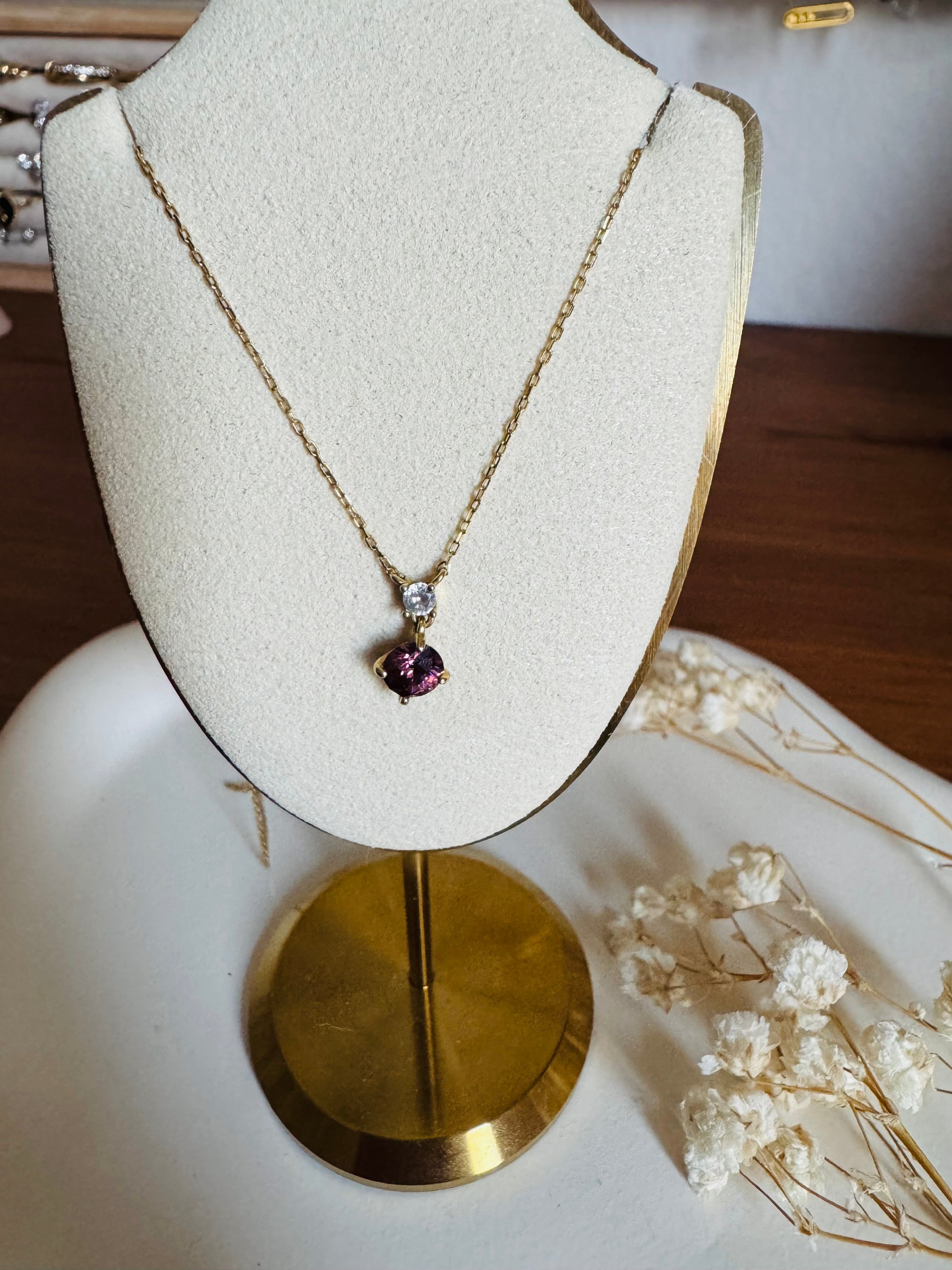 Viola – 925 Silberkette mit vergoldetem Anhänger & Amethyst-Look