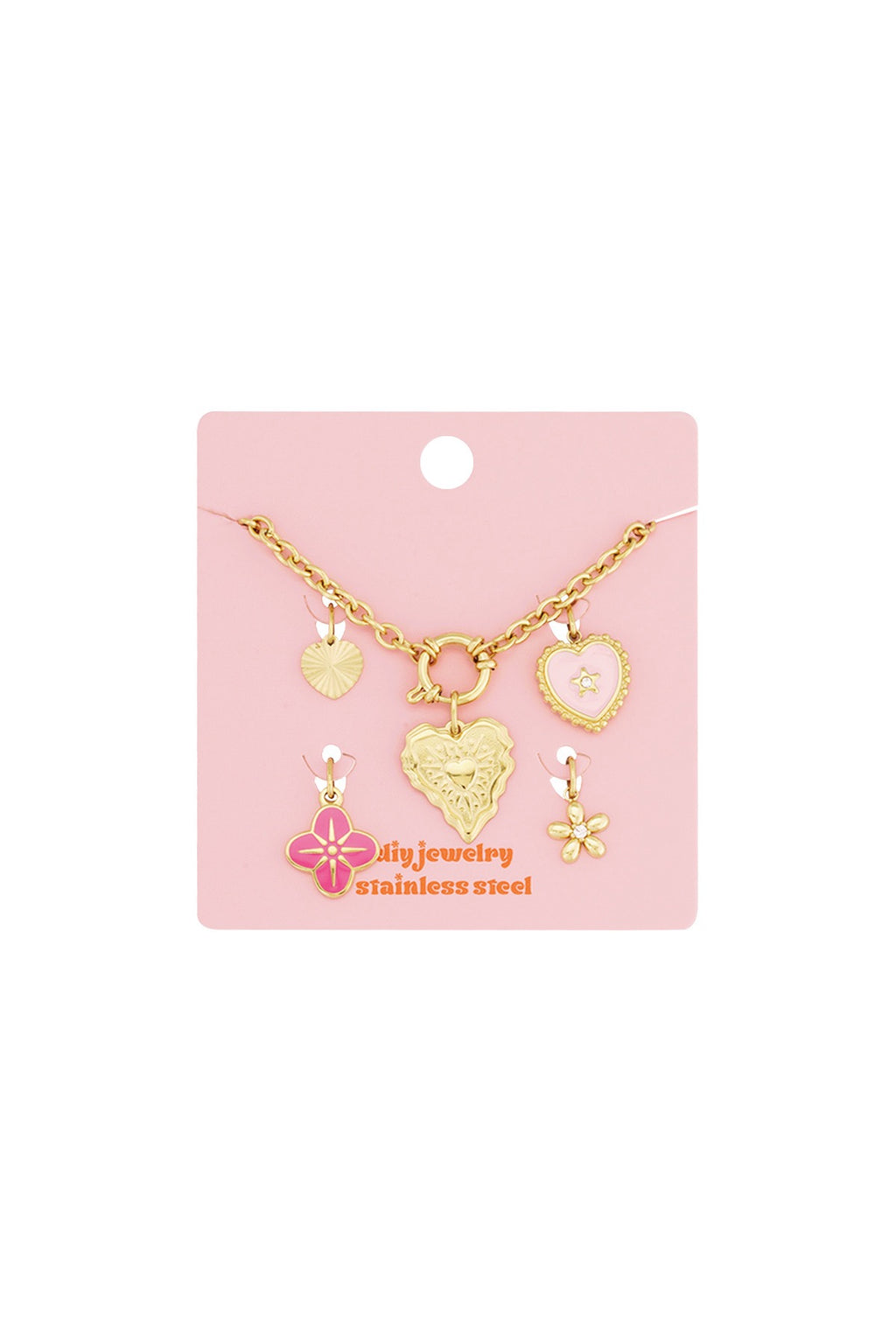 Amora Charm Armband – Gold mit Herz & Blumen Anhängern