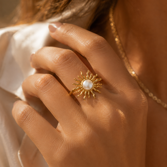Golden Sun Pearl Ring