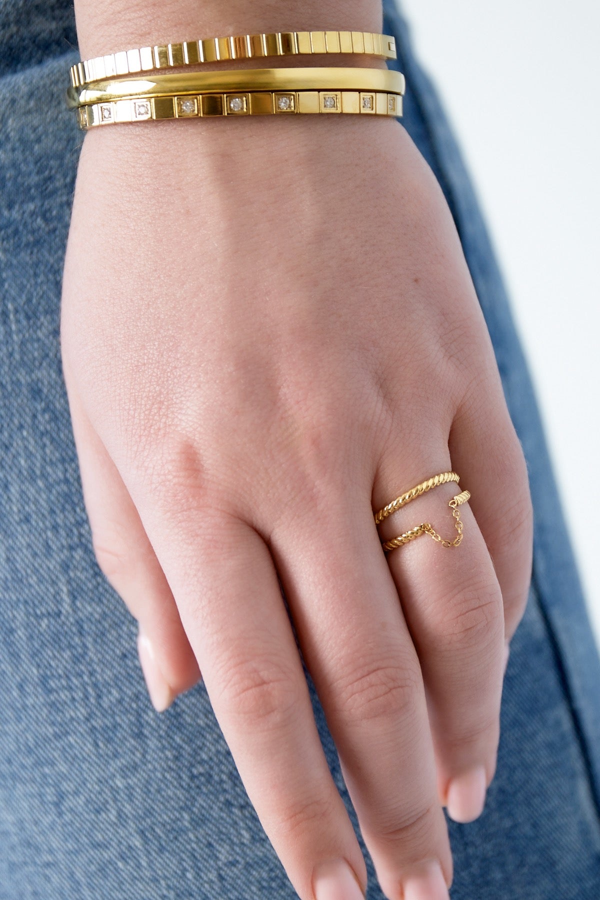 Golden Twist Chain Ring