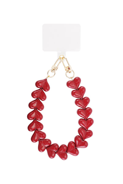 Crimson Hearts Phone Chain