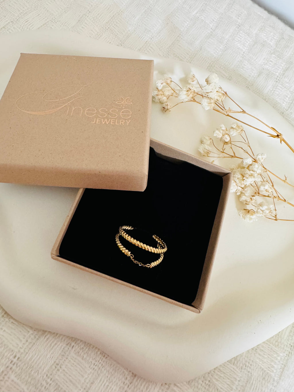 Golden Twist Chain Ring