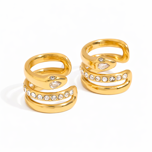 Goldener Ear Cuff mit Zirkonia – moderner Schmuck ohne Ohrloch