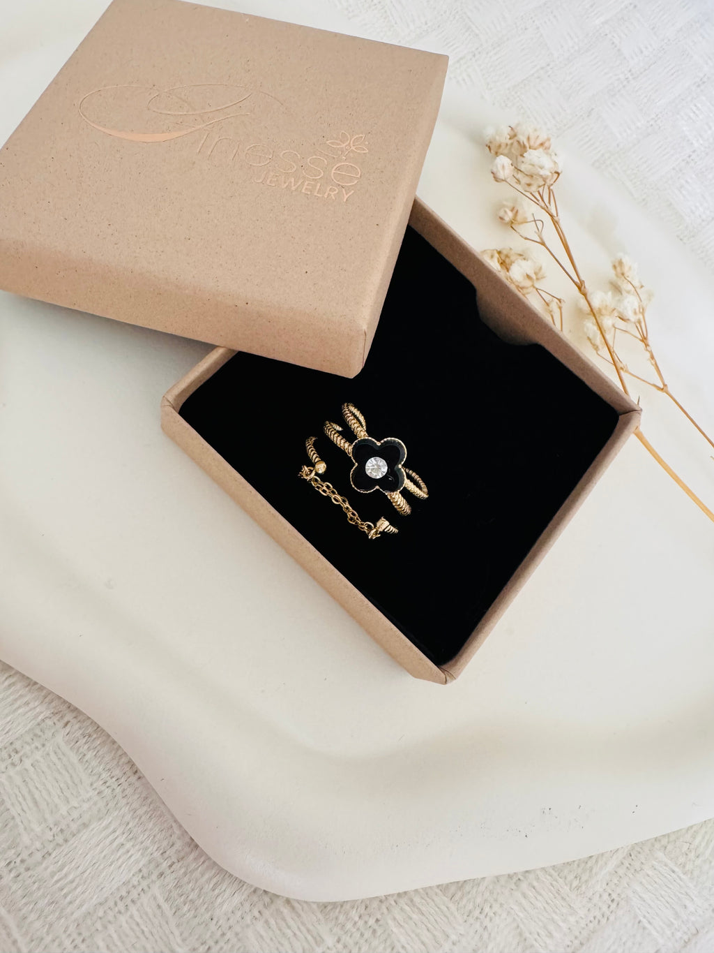 Bague chaîne Noir Bloom