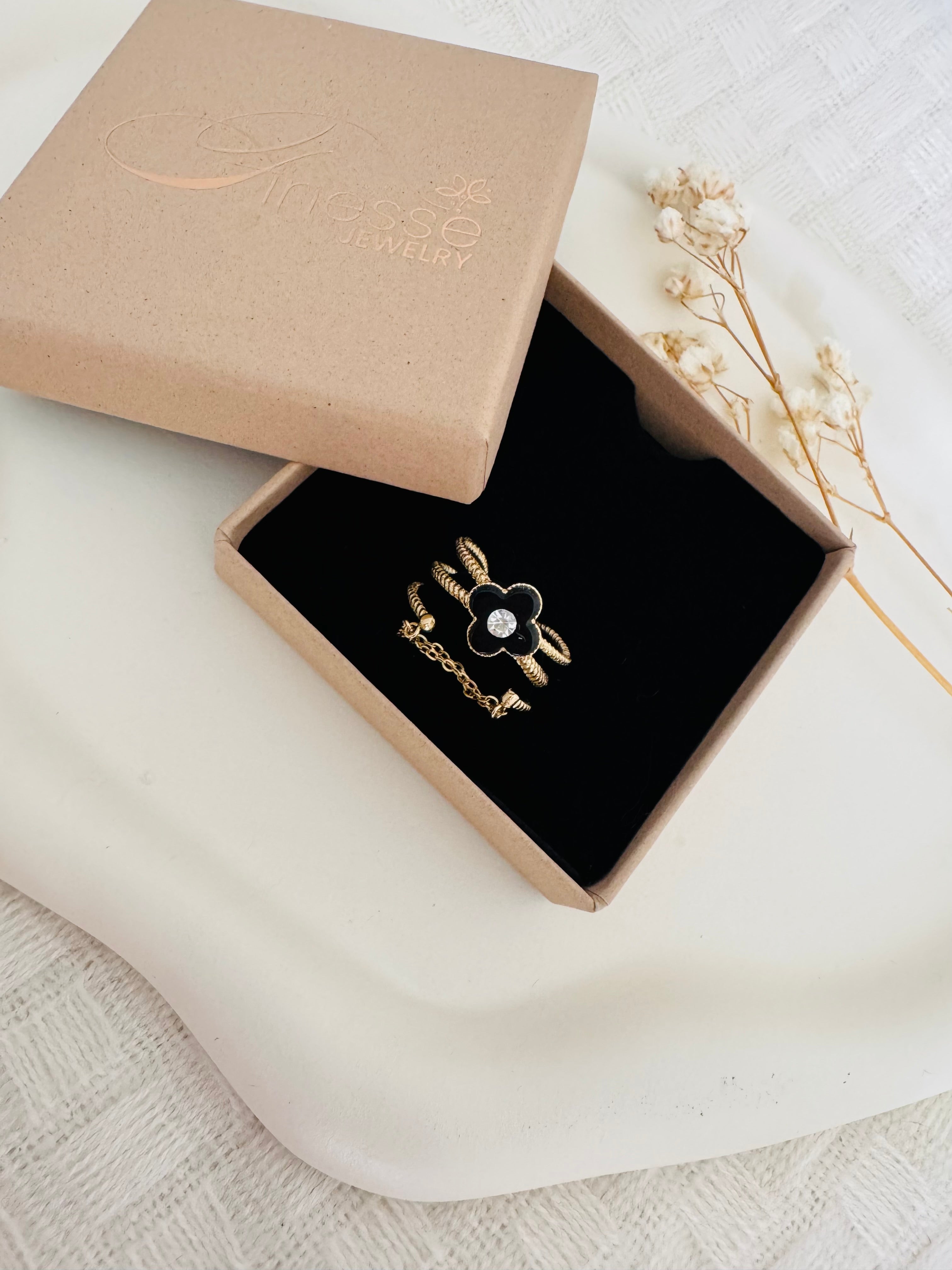 Bague chaîne Noir Bloom