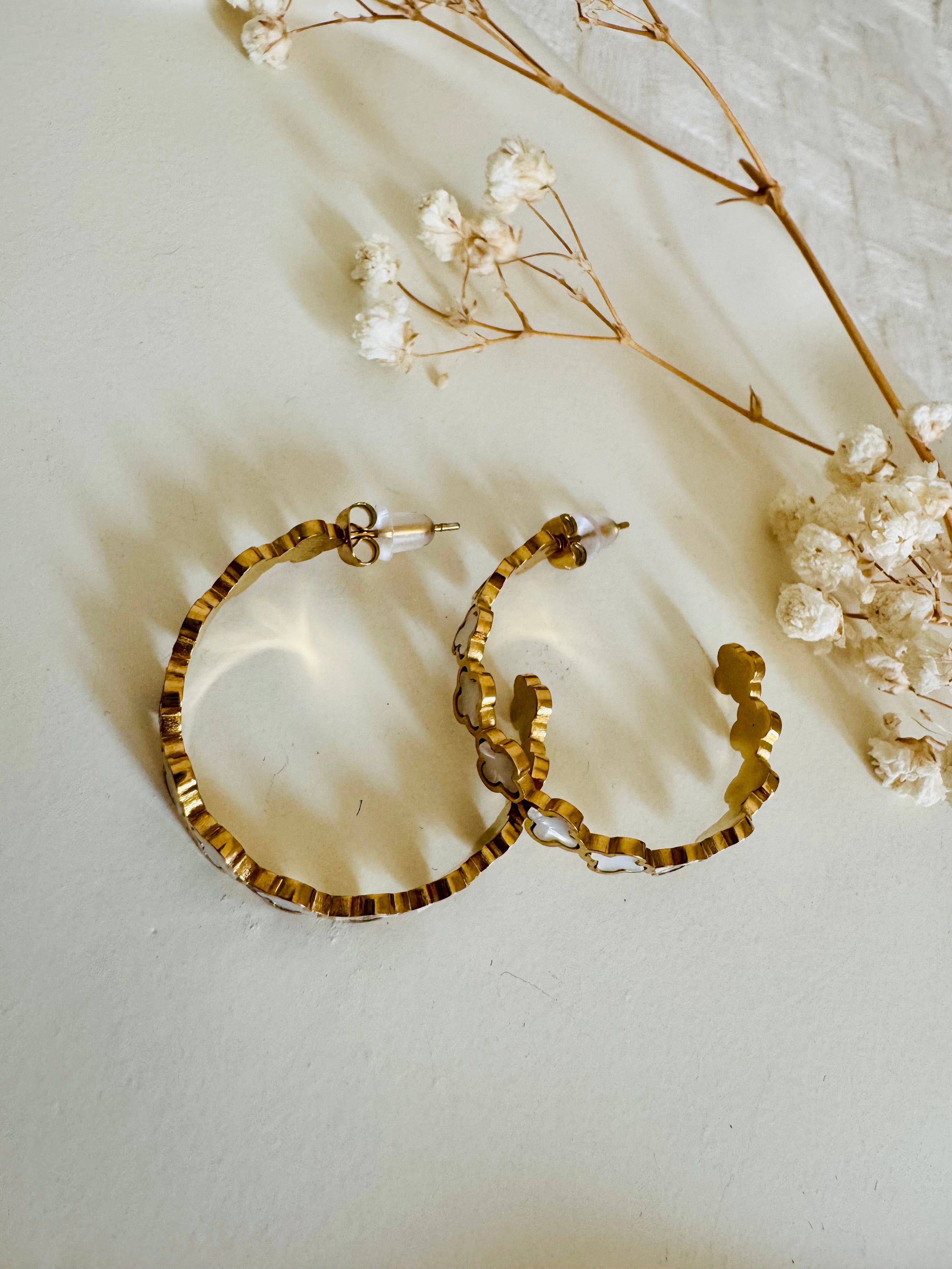 Boucles d'oreilles créoles Serenity Clover