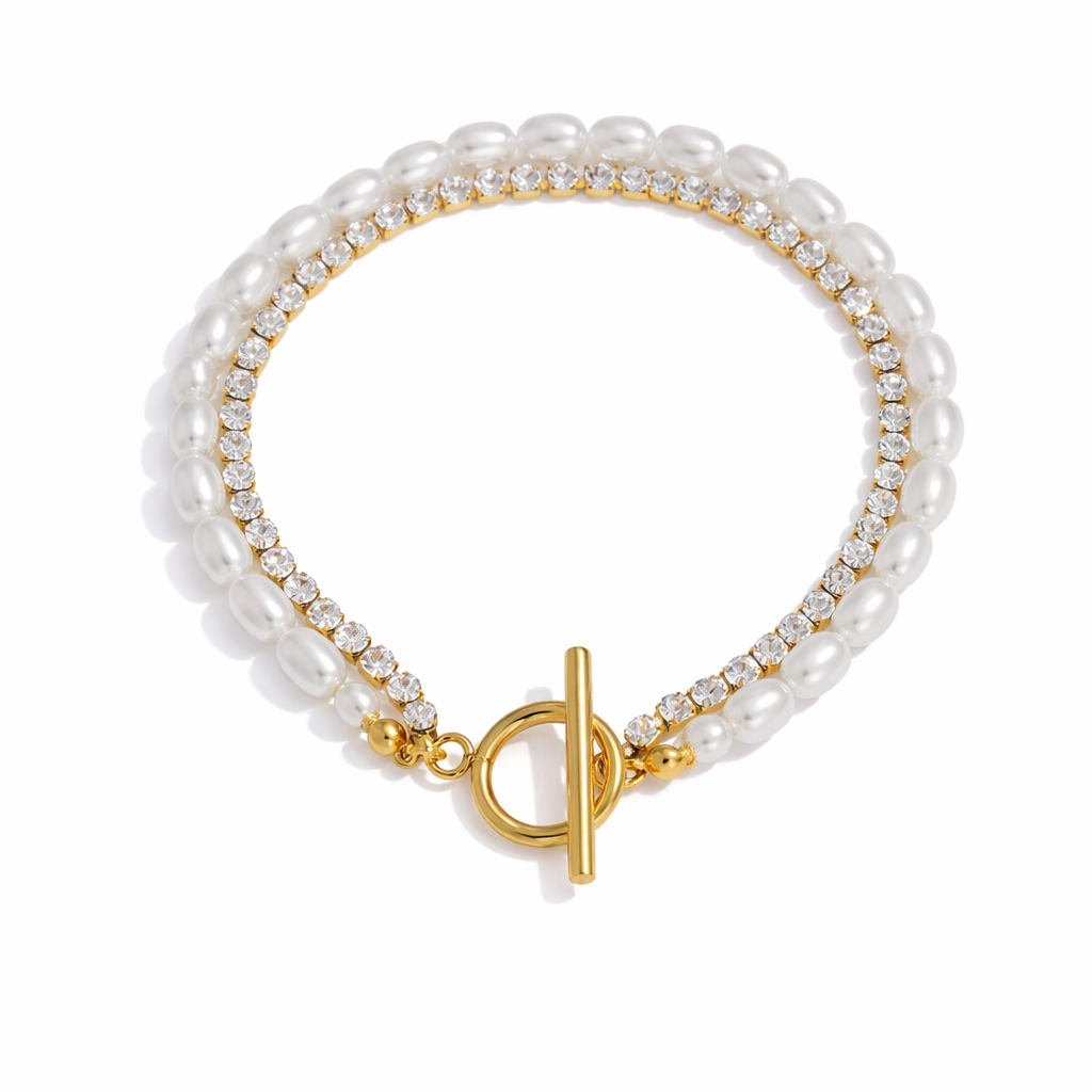 Perlenarmband weiß mit klassischem Design